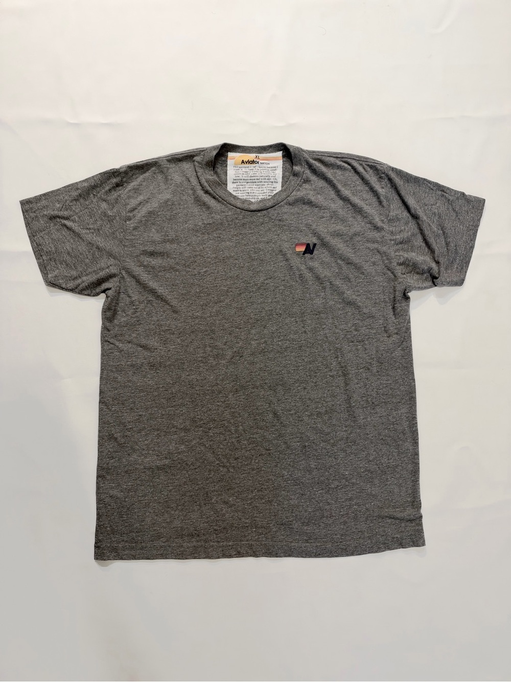 AVIATOR NATION Grey Weave Embroidered Cotton Blend Mens T Shirt Size XL